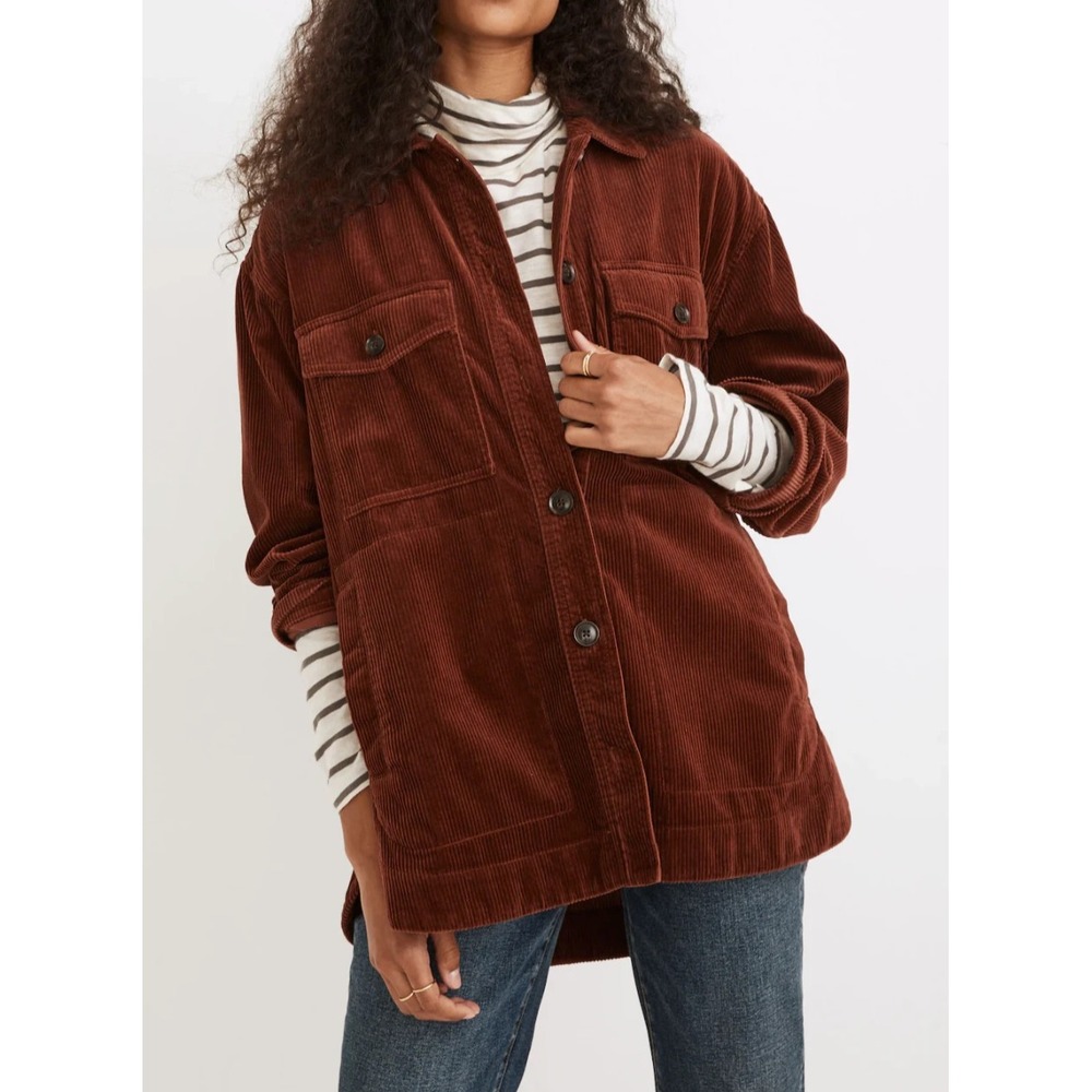 Madewell Corduroy Yorkway Shirt-Jacket Mahogany Shacket Size XS Button Up